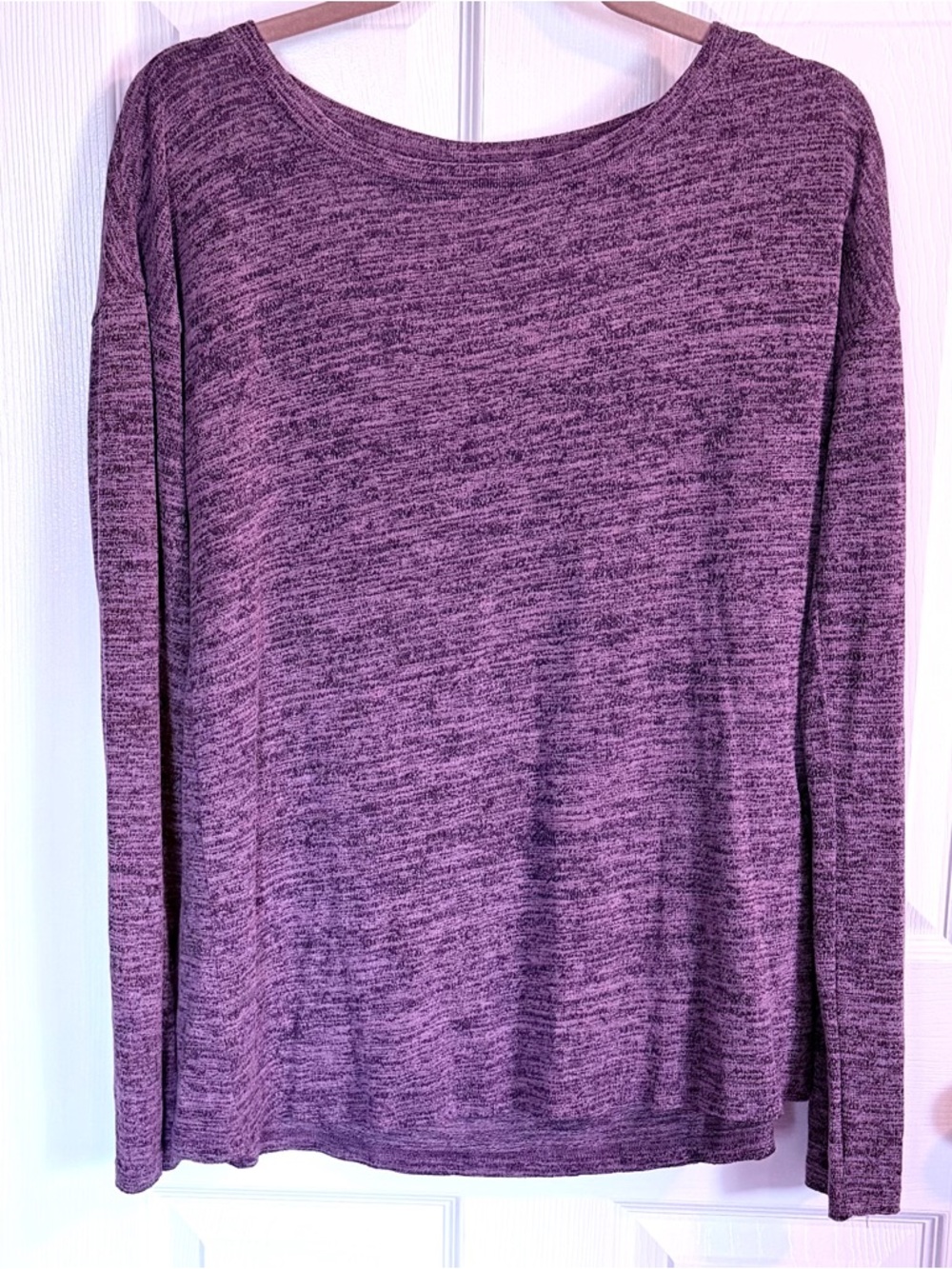 PURPLE TWEED LIGHTWEIGHT SWEATER LADDER UNIQUE BACK WOMANS LARGE